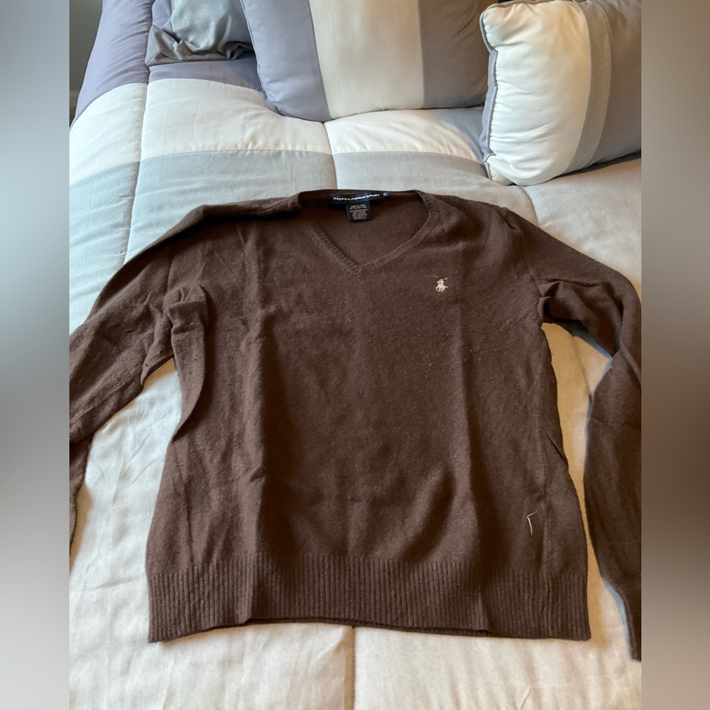 Polo Ralph Lauren V Neck Brown Sweater size XL